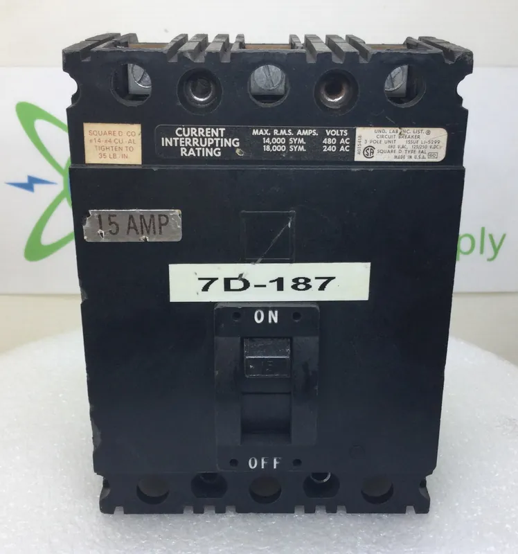 Get Yours Square D FAL34015 15 Amp 3 Pole 480V Circuit Breaker - Cosmetic Flaw