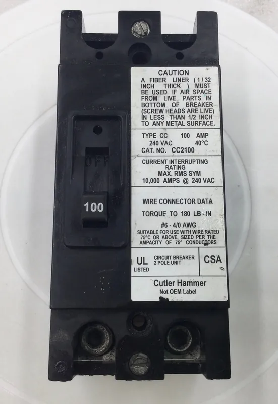 Cutler-Hammer CC2100 100A 2 Pole 240V Feed-thru Circuit Breaker - Cosmetic Flaw Best Choice