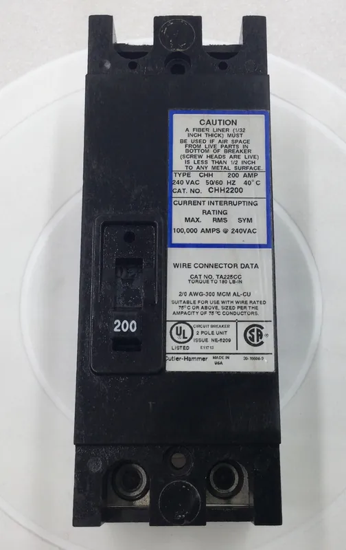 Cutler-Hammer CHH2200X 200 Amp 2 Pole 240V Circuit Breaker -Flawed Affordable