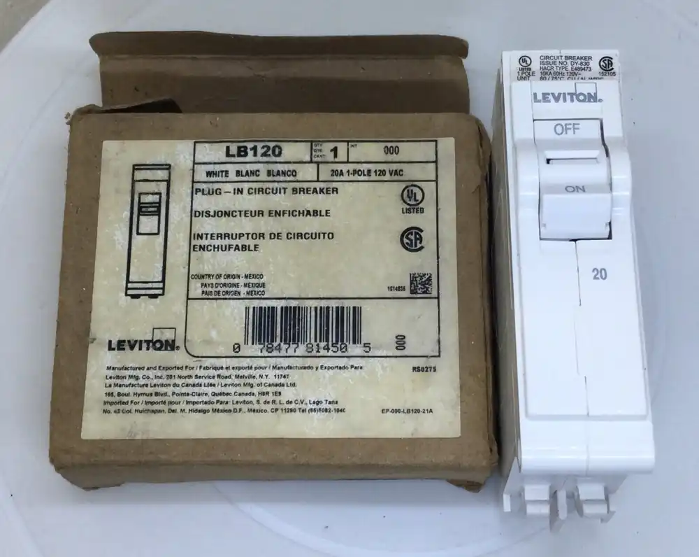 Price Drop Leviton LB120-T 20 Amp 1 Pole 120/240V Thermal Magnetic Branch Circuit Breaker