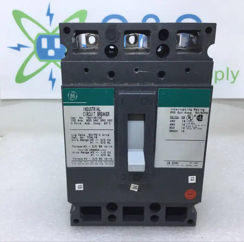 General Electric TED136100 100 Amp 3 Pole 600V Circuit Breaker w/Adjustable Trip Reduced Price