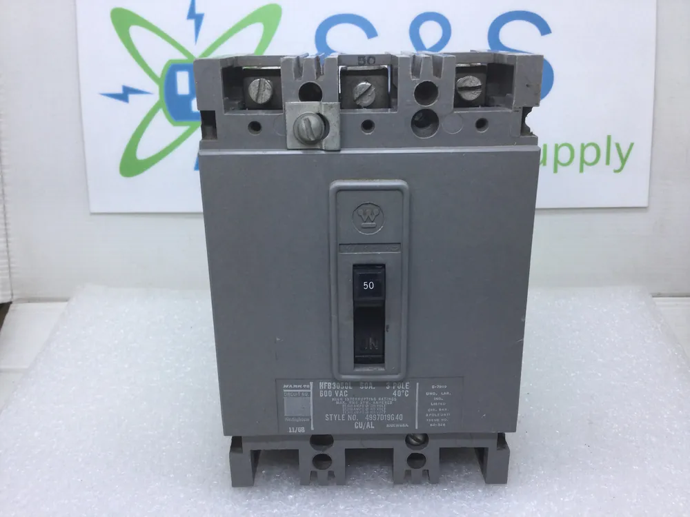 Westinghouse HFB3050L 50 Amp 3 Pole 600V Type HFB Circuit Breaker Best Price
