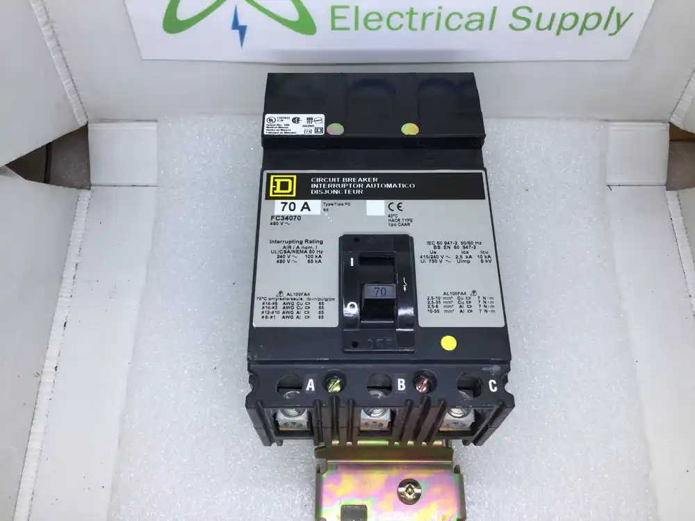High Quality Square D FC34070 70 Amp 3-Pole 480V I Line Circuit Breaker