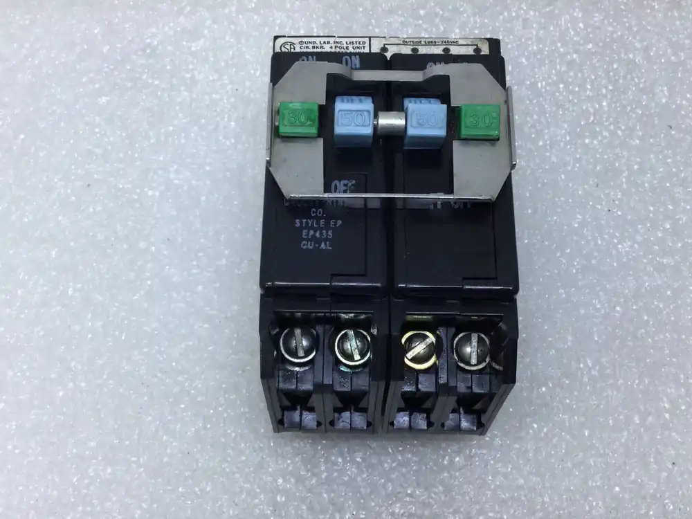Secure Checkout Crouse Hinds EP435 30/50 Amp 4 Pole 120/240v Quad Circuit Breaker