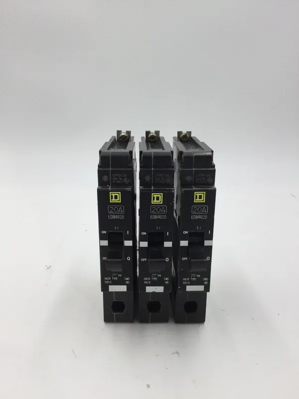 Square D EDB14020 20 Amp 1 Pole 480V Circuit Breaker - Lot of 3 Bulk Order