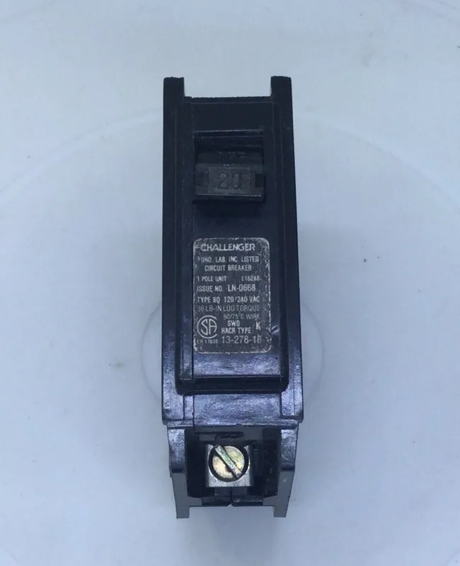 Buy Online GTE/Challenger BQ1C020 20 Amp 1 Pole 120/240V Type BQ Bolt On Circuit Breaker