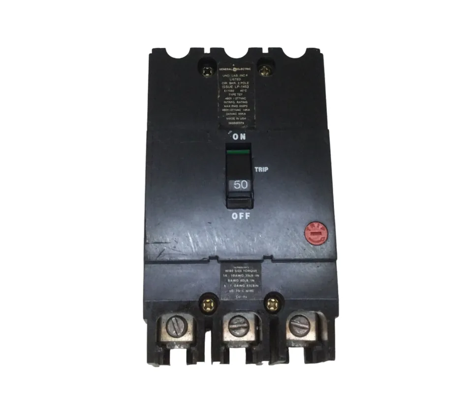 Seasonal Sale General Electric TEY350 50 Amp 3 Pole 277/480V Circuit Breaker - Sticker Face