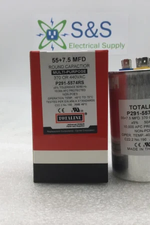 Totaline P291-5574RS 55+7.5 MFD +/- 5% 370/440 VAC 50/60Hz Round Capacitor Limited Edition