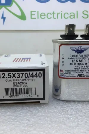 Popular Amrad USA2037 12.5MFD +10%/-5% 370/440V 50/60Hz 70c/-40c Capacitor