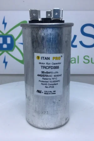Titan Pro TRCFD355 35+5mfd +/-5% 440/370VAC 60/50Hz Capacitor Original