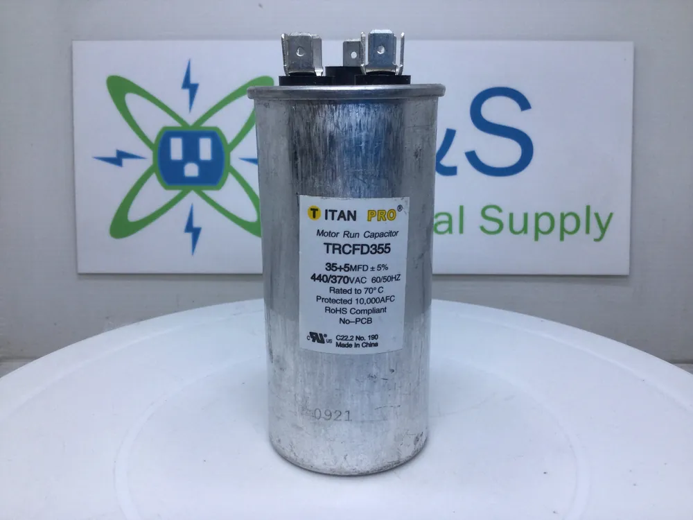 Titan Pro TRCFD355 35+5mfd +/-5% 440/370VAC 60/50Hz Capacitor Original