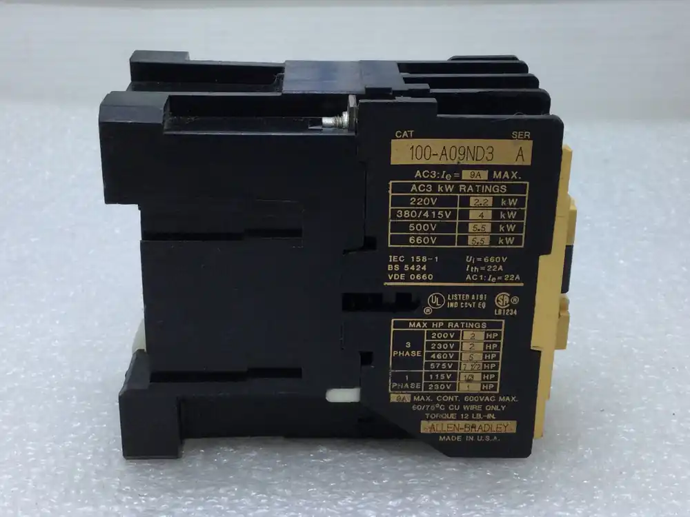 Allen-Bradley 100-A09ND3 Series A Contactor 9 Amp Max 660V Max 110/120V AC Coil Same Day Shipping