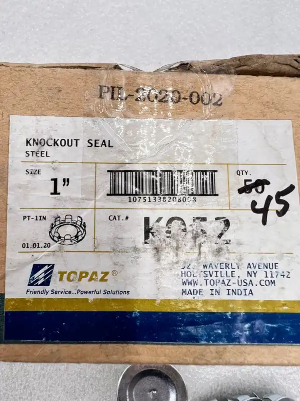 Special Offer Topaz KO52 1" KnockOut Seal Steel KO
