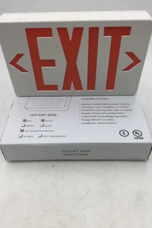 Evenlite Telesis TLXEMRUW Exit Sign 120/277 VAC 2 Watts Universal Mounting Battery Backup Direct From Factory