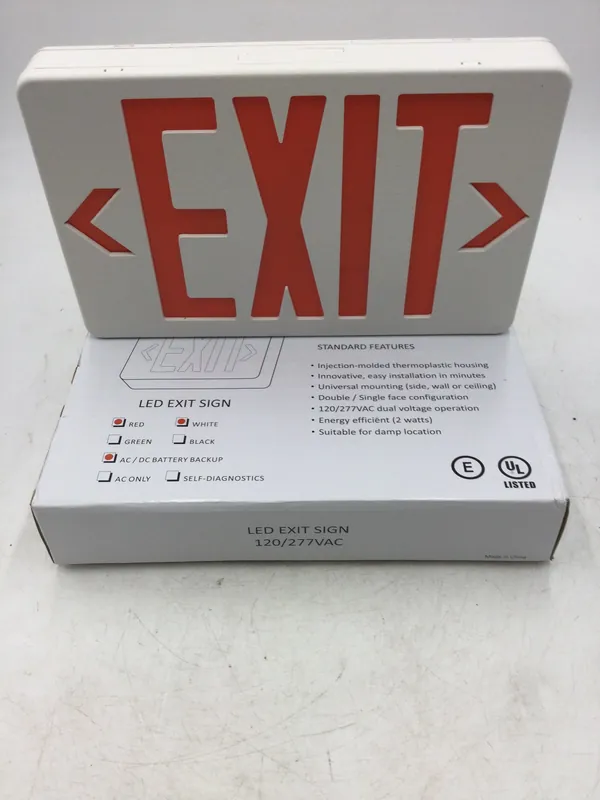 Evenlite Telesis TLXEMRUW Exit Sign 120/277 VAC 2 Watts Universal Mounting Battery Backup Direct From Factory