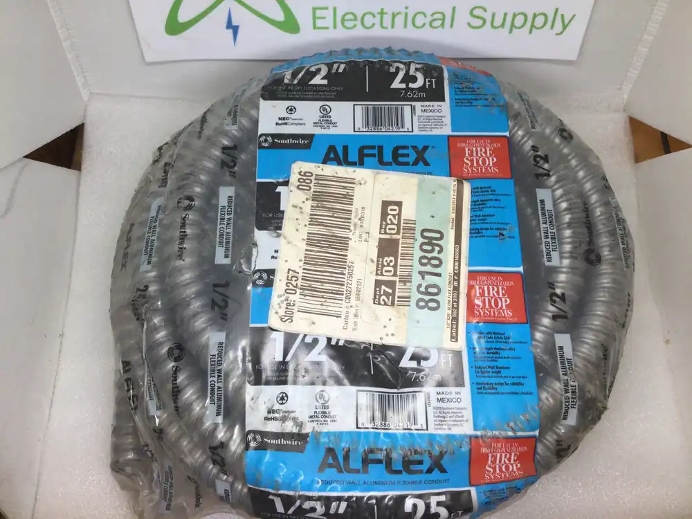 Southwire Armored Steel Flexible 1/2" Conduit. 25ft. Alflex Rws Metallic. Hot Deal