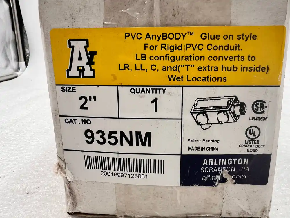 (1) Arlington 935NM Anybody Pvc 5-In-1 Conduit Body 2" Limited Edition