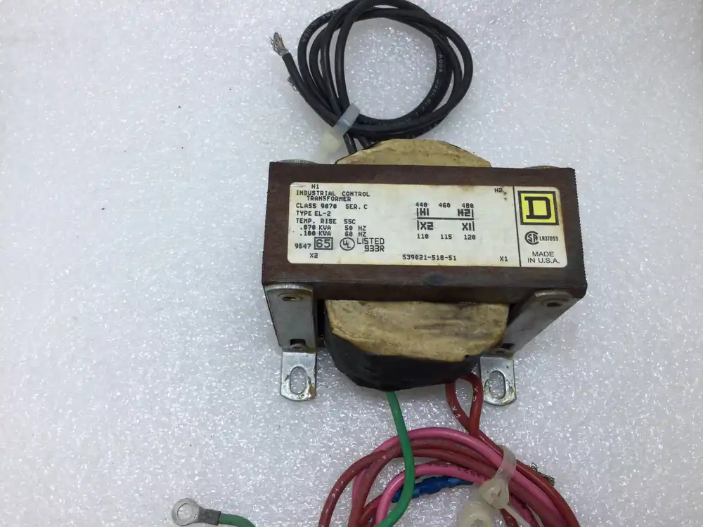 Square D S39021-518-51 Class 9070 Type EL-2 Series C Industrial Control Transformer 480V .100kVA Clearance