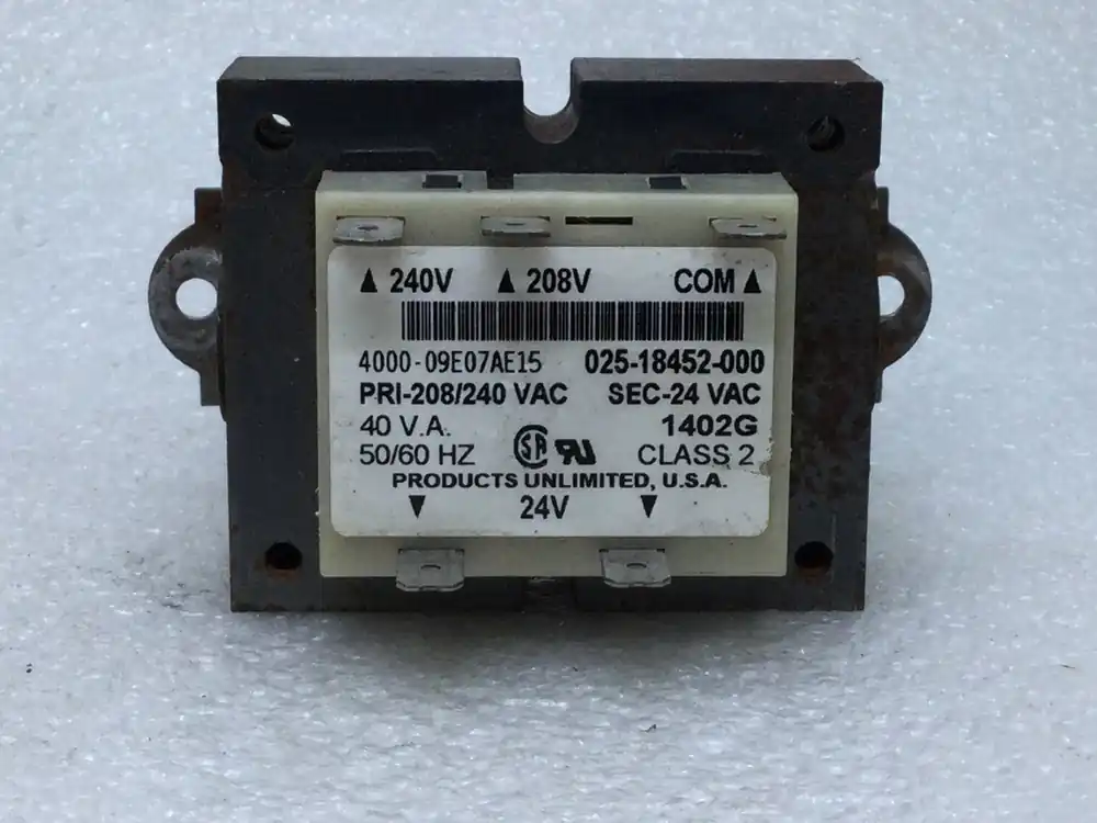 Authentic Unlimited Products 4000-09E07AE15/025-18452-000 Furnace Transformer Primary 208/240Vac Secondary 24Vac