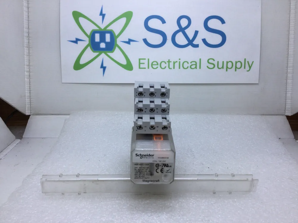 Schneider Electric 389FXBXC-120A 120 Amp Coil: 120V Power Relay SE Relay DPDT Plug 8-Blades Handmade