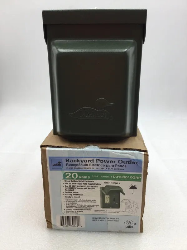 Best Price Midwest Electric U010S010GRP 20 Amps 120/240V Receptacle - Surface Mount