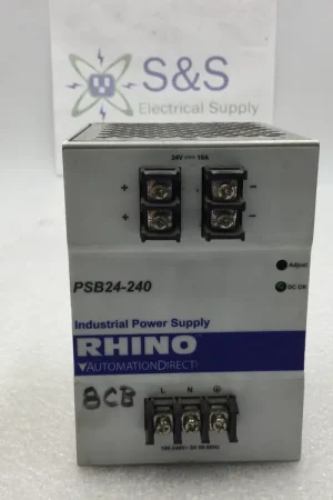 Exclusive Automation Direct PSB24-240 Rhino Power Supply 100-240 VAC Input 24 VDC 10 Amp Output
