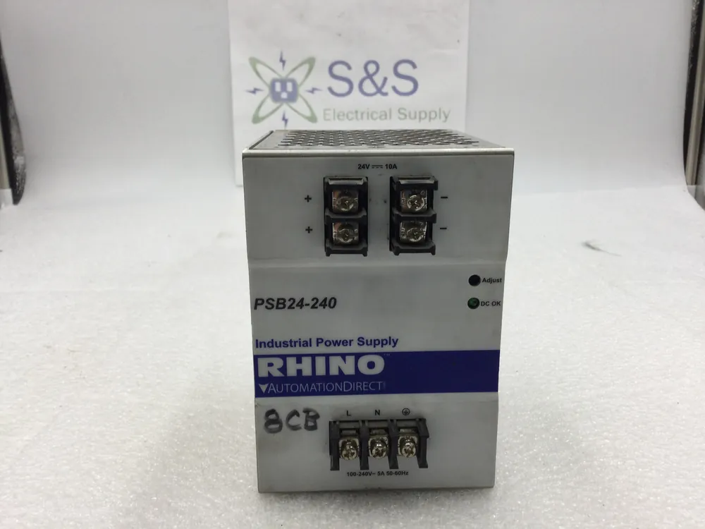 Exclusive Automation Direct PSB24-240 Rhino Power Supply 100-240 VAC Input 24 VDC 10 Amp Output