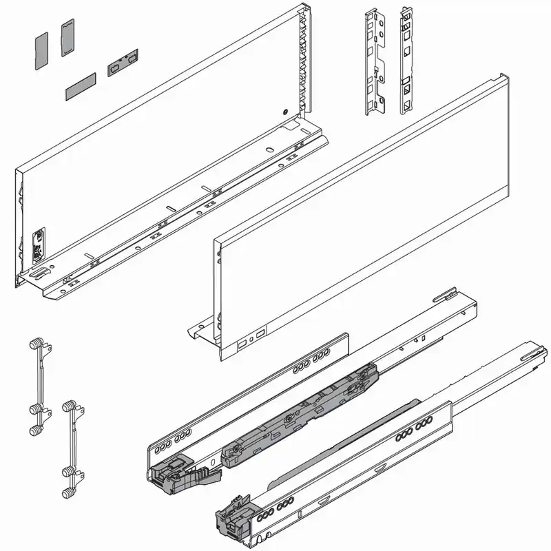 Low Price Blum LEGRABOX Pure 20" C Height Heavy-Duty Cabinet Profile Set Silk White Blum 773C50S0S
