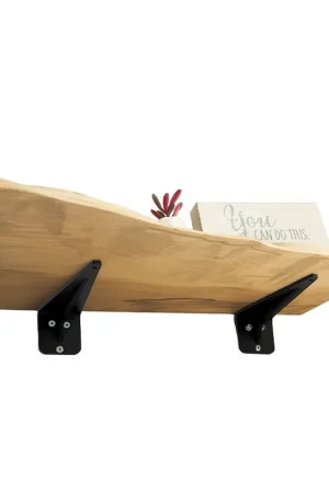Same Day Shipping 12" x 24" x 2" Live Edge Maple Wall Shelf w/ Radial Brackets Federal Brace 39934