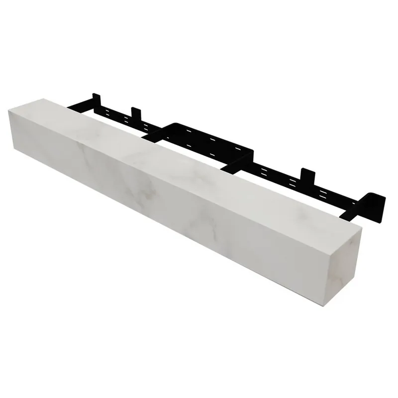 Best Seller 60" Porcelain Floating Mantel Kit White Marbled Federal Brace FB-09633
