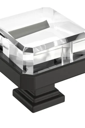 Warranty Included Amerock Glacio Knob 1-3/8" Long Clear/Black Bronze BP36975CBBR