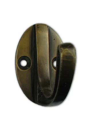 Oval Back Carved Side Hook 1-3/4" Long Antique Brass Handcrafted Hardware HHK7084 Direct From Manufacturer