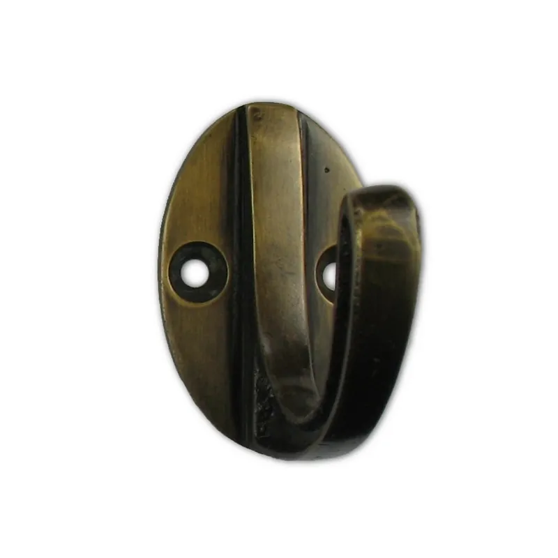 Oval Back Carved Side Hook 1-3/4" Long Antique Brass Handcrafted Hardware HHK7084 Direct From Manufacturer
