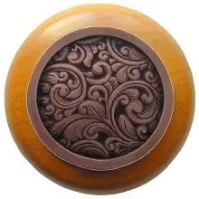 Professional Grade Notting Hill NHW-759M-AC, Saddleworth Wood Knob in Antique Copper/Maple Wood, Classic