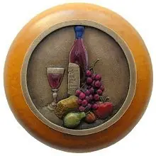 Buy Today Notting Hill NHW-740M-BHT, Best Cellar Wood Knob in Hand-Tinted Antique Brass/Maple Wood, Tuscan