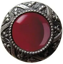 Notting Hill Victorian Jewel Knob 1-5/16" Diameter in Antique Pewter/Red Carnelian Natural Stone NHK-124-AP-RC Modern
