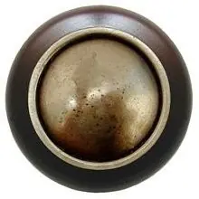Best Choice Notting Hill NHW-761W-AB, Plain Dome Wood Knob in Antique Brass/Dark Walnut Wood, Classic