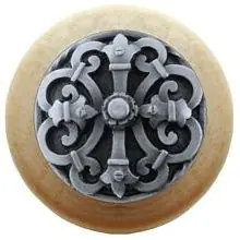 Notting Hill NHW-776N-AP, Chateau Wood Knob in Antique Pewter/Natural Wood, Olde World Low Price