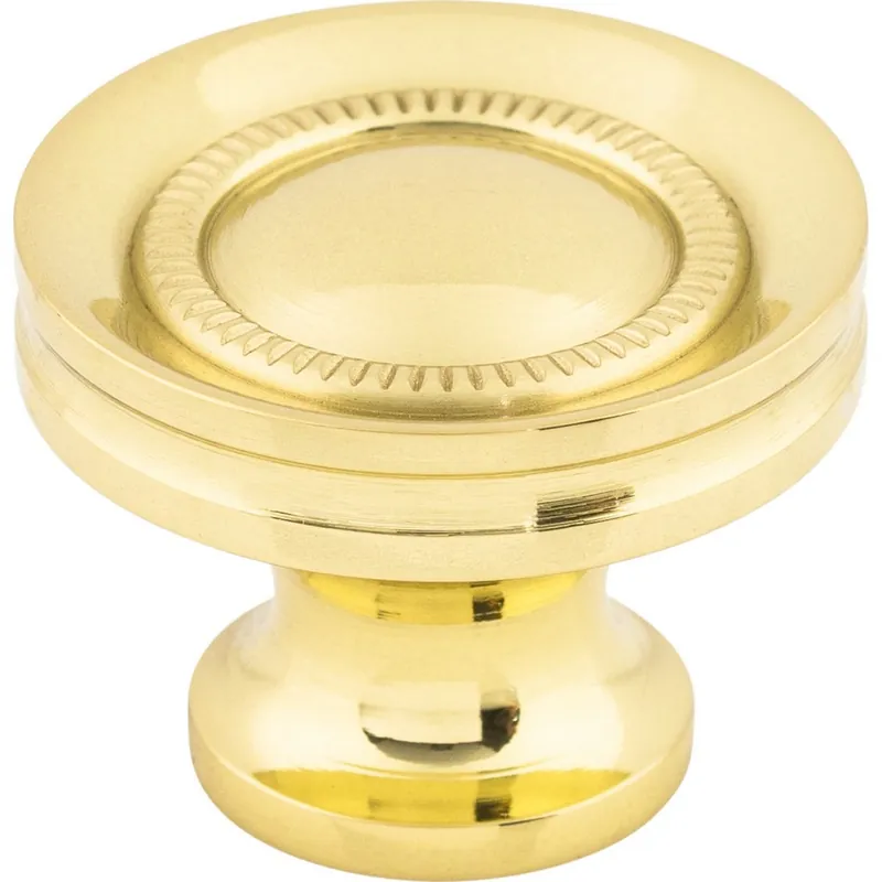 Original Top Knobs Somerset Button Faced Knob 1-1/4" Dia Polished Brass M290