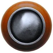 Weekend Sale Notting Hill NHW-761C-AP, Plain Dome Wood Knob in Antique Pewter/Cherry Wood, Classic