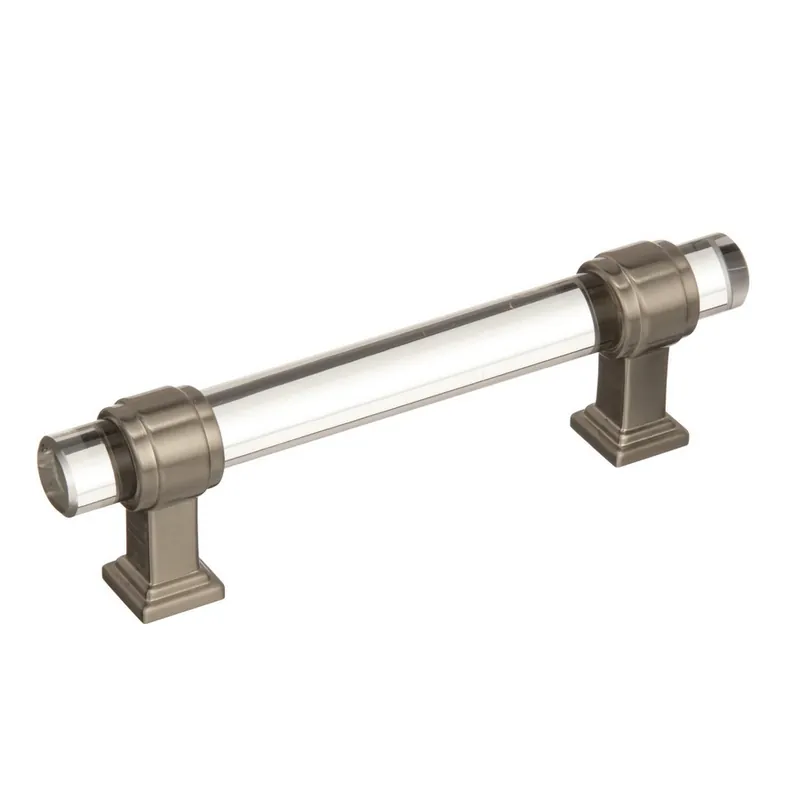 Bargain Amerock Glacio Pull 3-3/4" Center to Center Clear/Satin Nickel BP36654CG10
