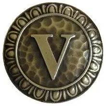 Notting Hill NHK-201-AB, Initial V Knob in Antique Brass, Jewel Direct From Manufacturer