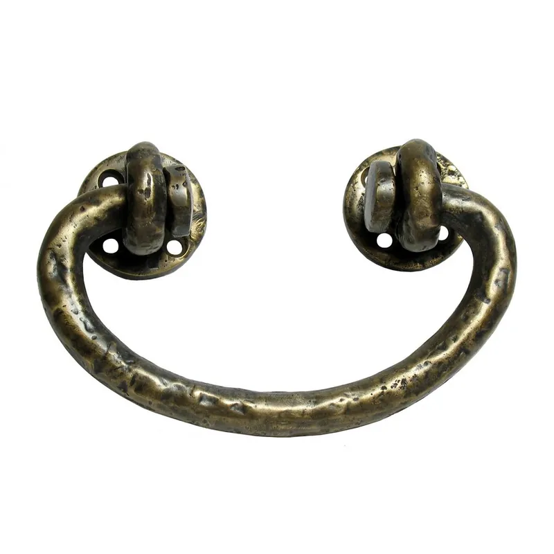 Free Shipping Bail Pull Hand Hammered with Rosettes 3-1/8" Center to Center Antique Brass Handcrafted Hardware HBA7016
