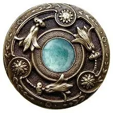Mega Sale Notting Hill Jeweled Lily Knob 1-1/4" Diameter Antique Brass/Green Aventurine Natural Stone NHK-161-AB-GA