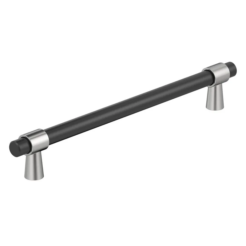Free Returns Amerock Mergence Appliance Pull 12" Center to Center Matte Black/Polished Chrome BP36982FB26