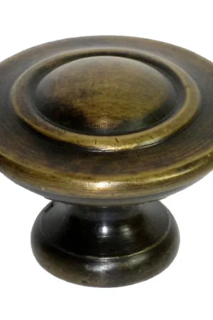 Knob with Scribed Rings 1-1/2" Diameter Antique Brass Handcrafted Hardware HKN1032 Hassle-Free Returns