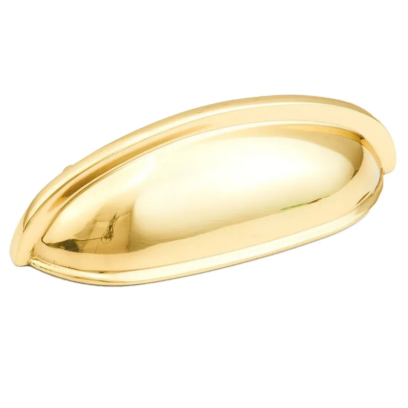 Traditional Design Cup Pull 3" Center to Center Polished Brass Schaub 731-03 Money Back Guarantee