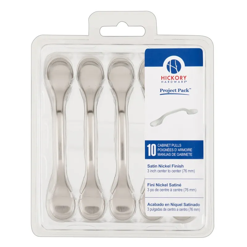 While Supplies Last Hickory Hardware Conquest Pull 3" Center to Center Satin Nickel Bulk-10 VP14444-SN