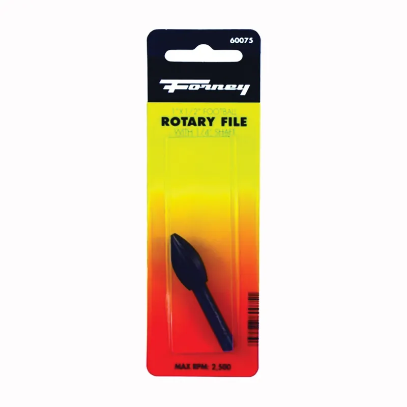 No Minimum Order Forney 60075 Football Shaped Rotary File, 1/2 in Dia Cutting, 1/4 in Dia Shank, Steel