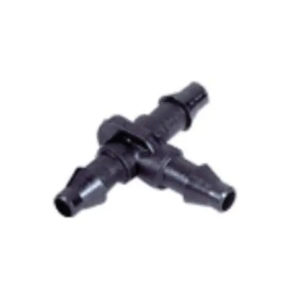 No Minimum Order DIG H82B Tee, 1/4 in Connection, Barb x Barb x Barb, Acetal, Black